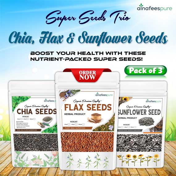 Pack of 3 Chia Seeds, Flax Seeds & Sunflower Seeds 🌿✨
