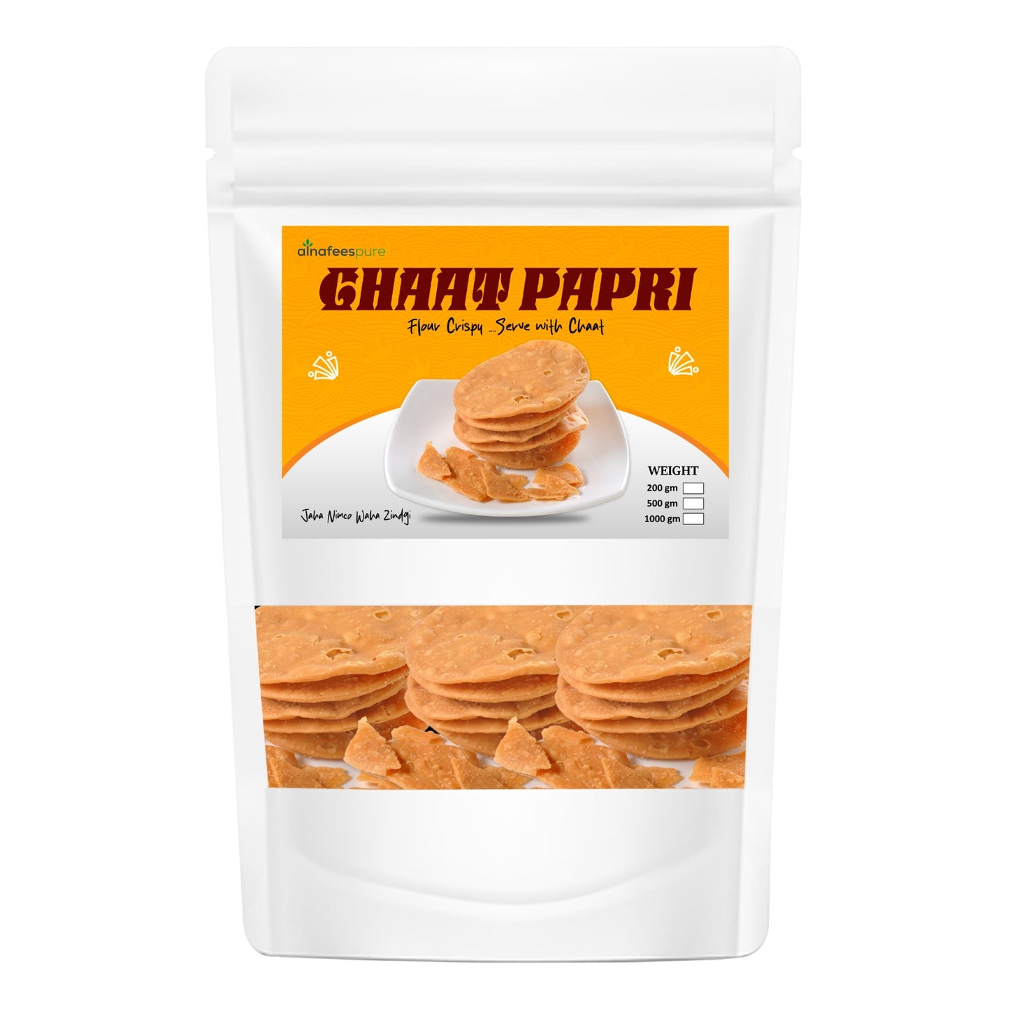 AlnafeesPure Chaat Papri (Crispy Flour Crackers for Chaat) Papri Chaat | Namkeen Snacks | Pakistani Street Food