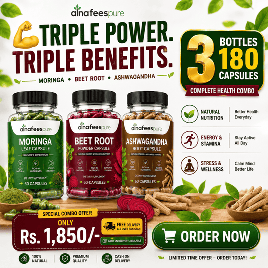 3-IN-1 HEALTH VALUE BOTTLES PACK | MORINGA | BEET ROOT | ASHWAGANDHA