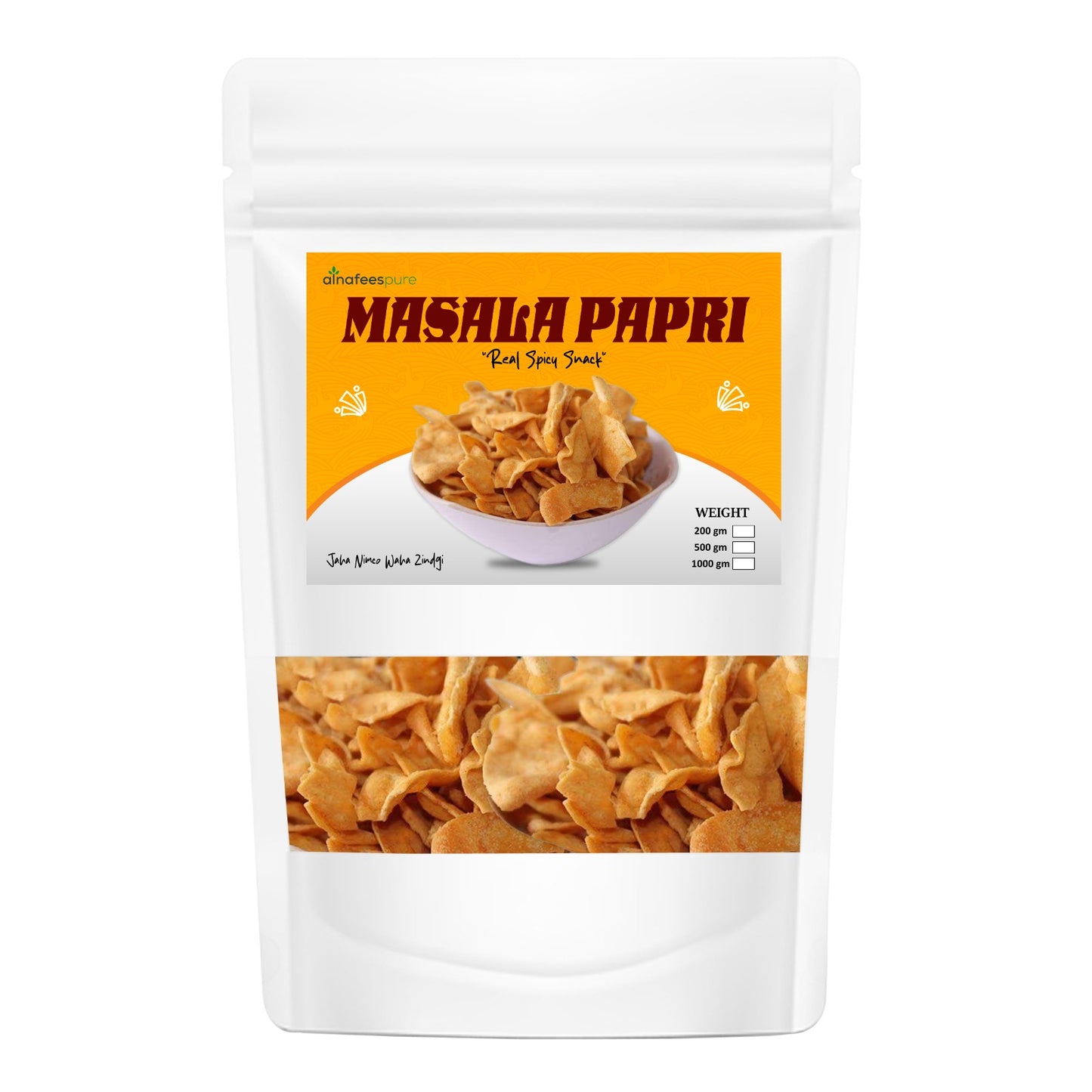 AlnafeesPure Masala Papri (Spicy Crispy Snack) Masala Papri | Crunchy & Flavorful Namkeen | Tea-Time Snack