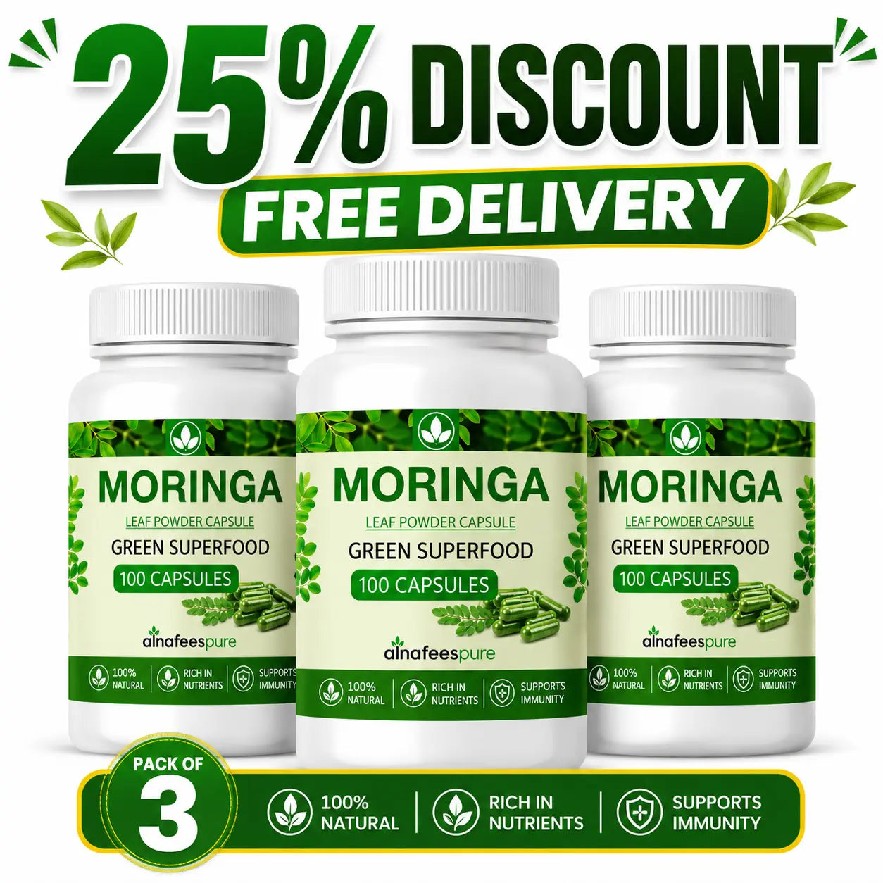 Moringa 100 Capslues Jambo Bottle – Premium Green Superfood