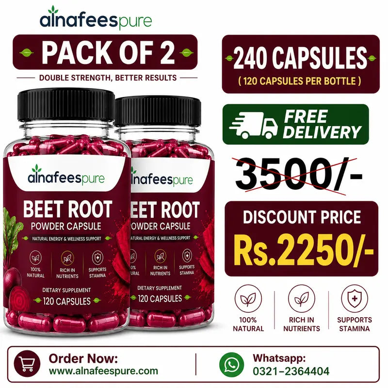 Al-Nafees Pure:Beet Root 120 Capsules | Free Delivery