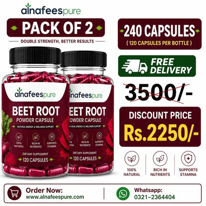 Al-Nafees Pure:Beet Root 120 Capsules | Free Delivery