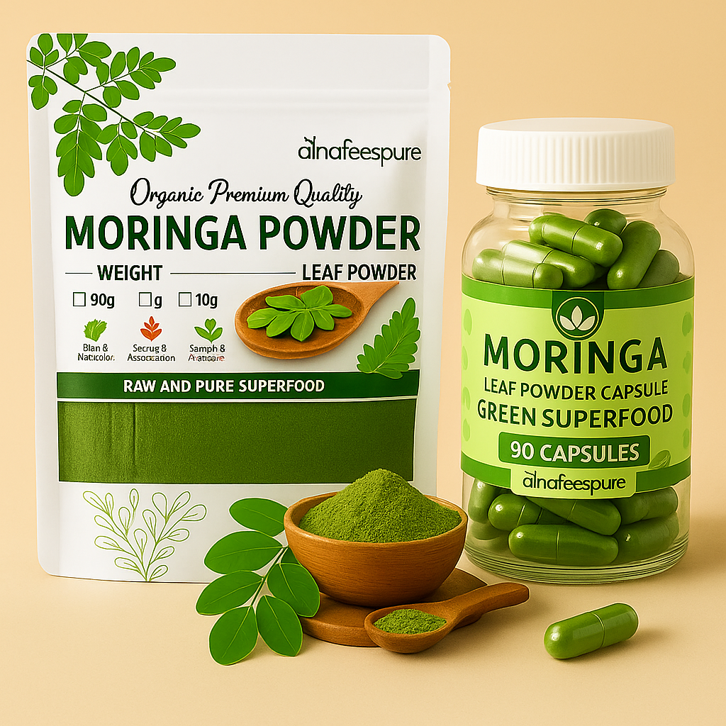 Moringa Power Duo – 500 g Organic Powder + 90 Free Capsules