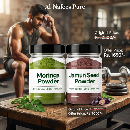 Alnafees Pure Health Combo – 100% Pure Moringa Powder &amp; Jamun Seed Powder (200g Each)