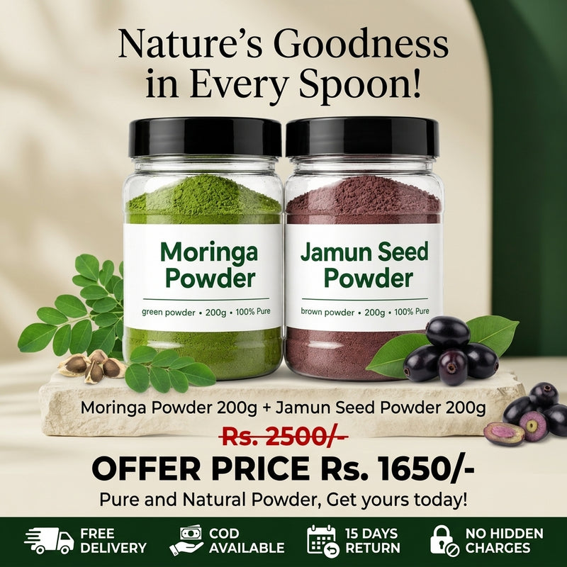Alnafees Pure Health Combo – 100% Pure Moringa Powder &amp; Jamun Seed Powder (200g Each)