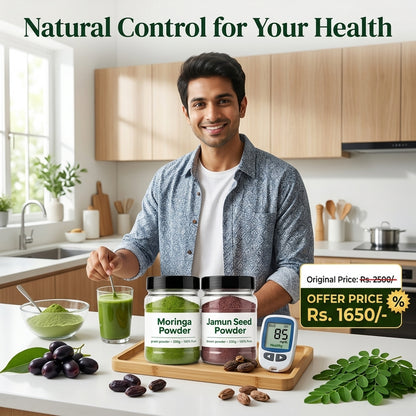Alnafees Pure Health Combo – 100% Pure Moringa Powder &amp; Jamun Seed Powder (200g Each)