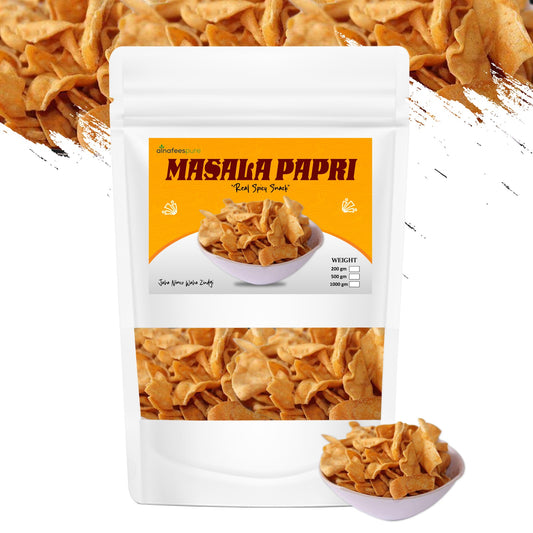 AlnafeesPure Masala Papri (Spicy Crispy Snack) Masala Papri | Crunchy & Flavorful Namkeen | Tea-Time Snack