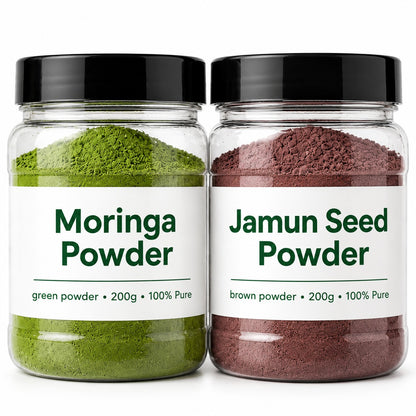 Alnafees Pure Health Combo – 100% Pure Moringa Powder &amp; Jamun Seed Powder (200g Each)