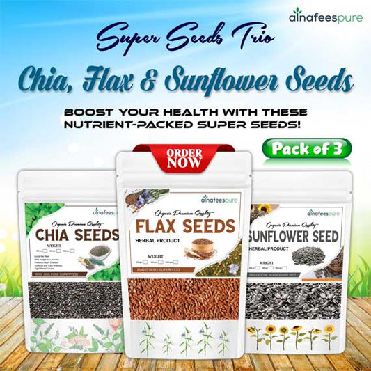 Pack of 3 Chia Seeds, Flax Seeds & Sunflower Seeds  🌿✨