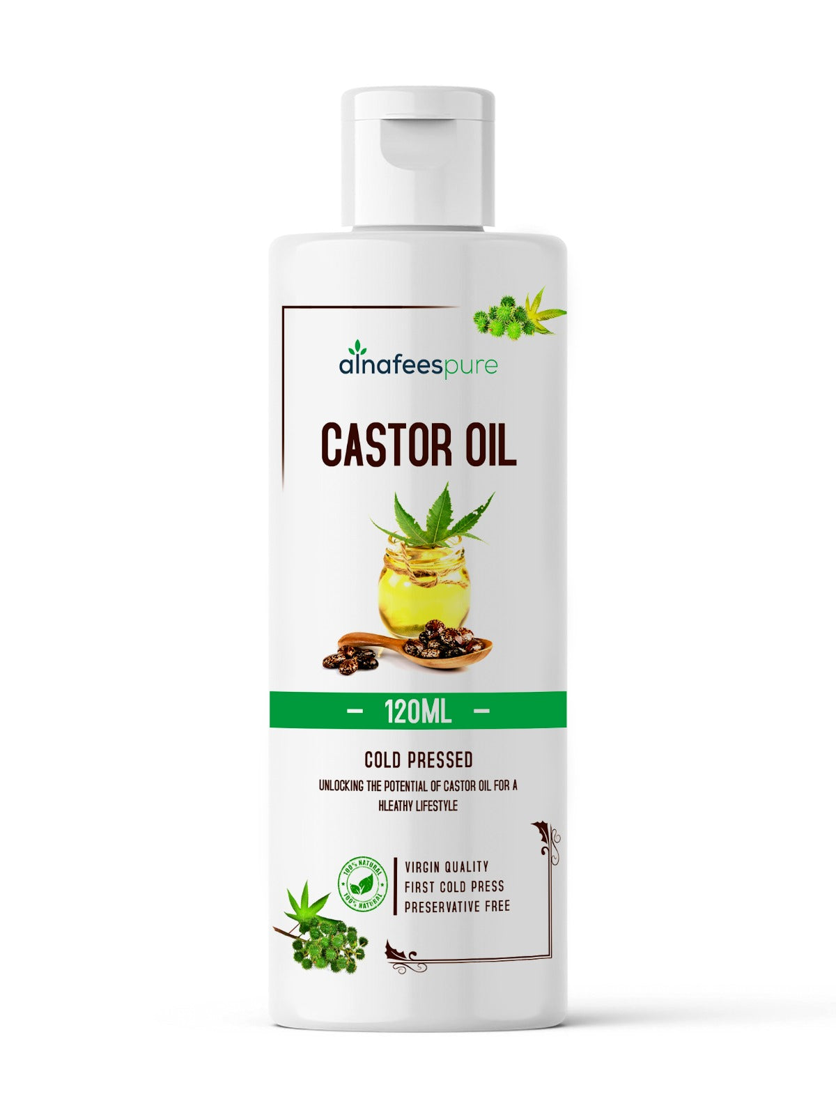 Castor Oil - Ideal for DIY Skin and Hair Recipes 100% Pure & Organic 120