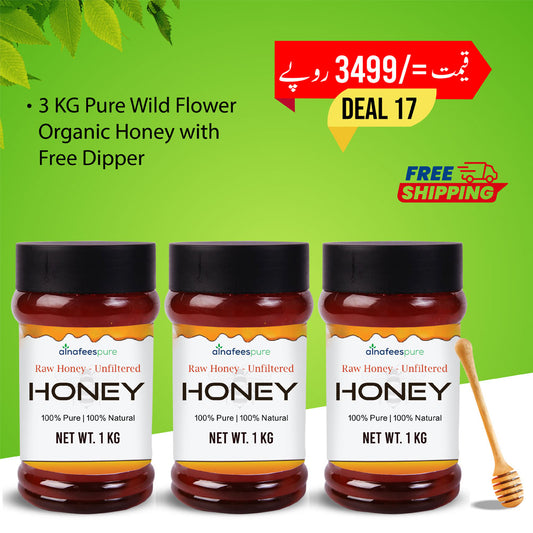 3 Kg Mix Flower Honey with honey dipper