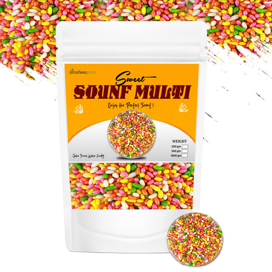 Alnafees Organic Nature colourful Sugar Coated Saunf Fennel seeds Tini Mini saunf Chini Mini Saunf