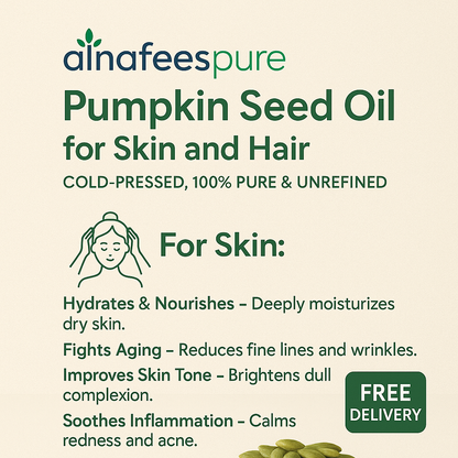 Pumpkin Seed Oil for Skin and Hair - Cold-Pressed, 100% Pure & Unrefined 120 ml